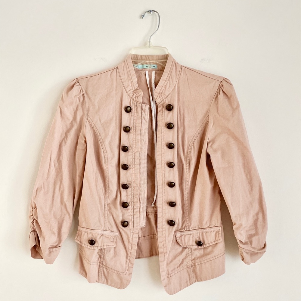 Light Pink Military Style Quarter Sleeve Blazer